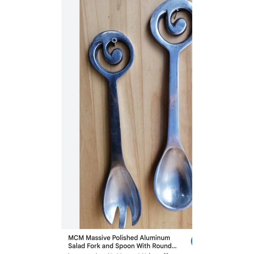 Aluminum  Polished Swirl Spoon And Fork Serving‎ Set 8